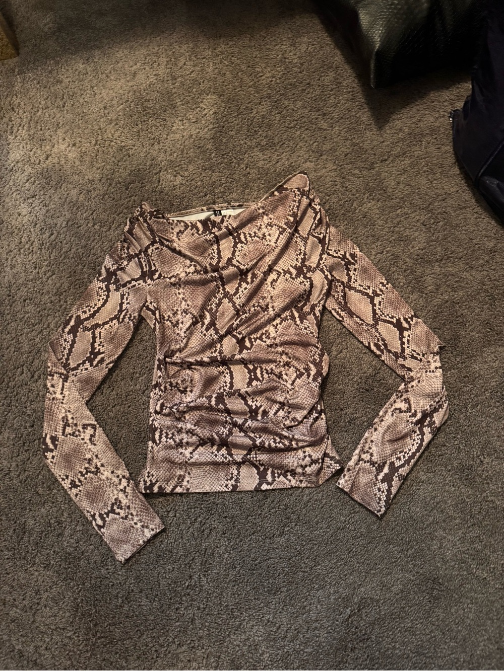H&M Snake Print Long Sleeve Top - Taupe and Brown